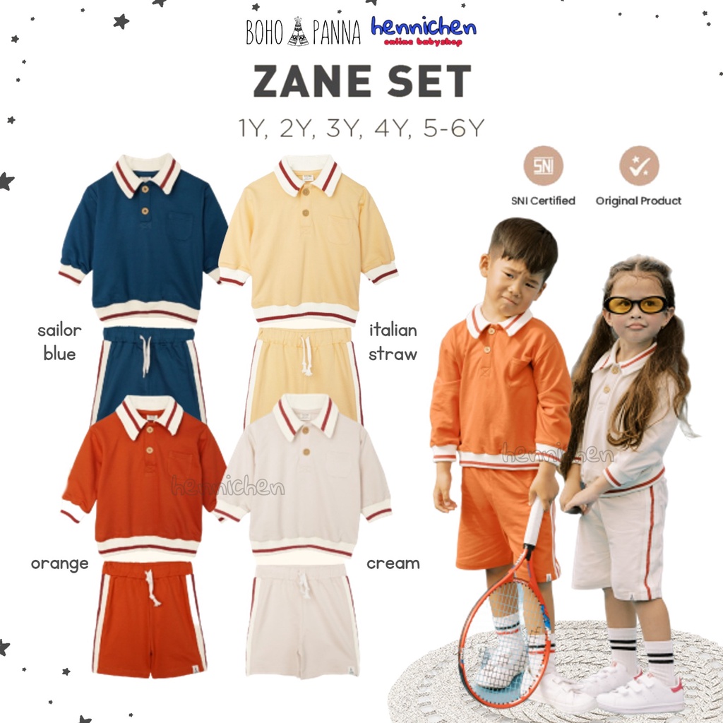 Bohopanna Zane Set 1-6 Tahun Setelan Playset Sporty Polo / Setelan Fashion Anak Kekinian Unisex