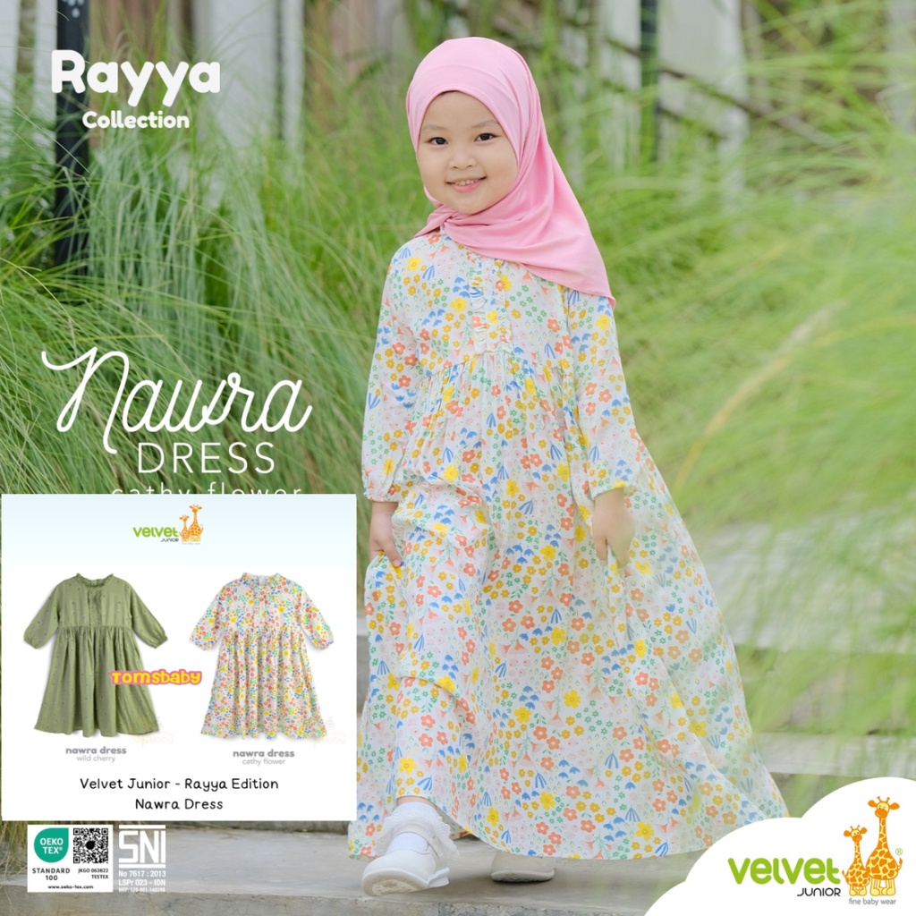 [TOMS] VELVET JUNIOR (1pcs) Nawra Dress /  Gamis Rayya Collection Terbaru Raya Baju Lebaran Anak EID