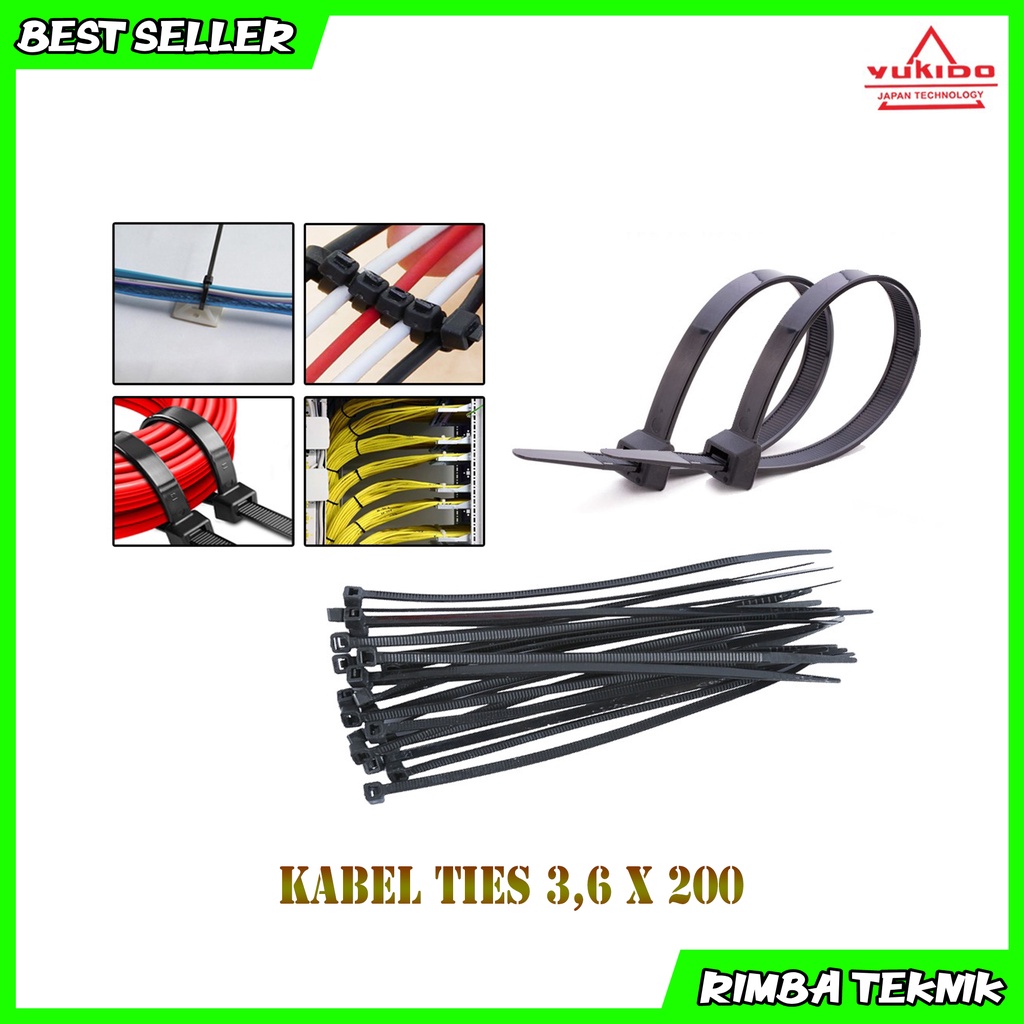 Kabel Ties Hitam 3.6x200mm / 20cm 1 Pack Isi 100pcs Cable tie/kabel tis Nylon