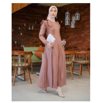 Baju Gamis Muslim / Maxy Dress wanita / Gamis Polos / moca