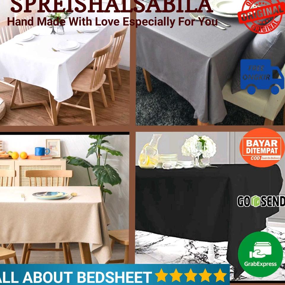 >XC26619<  TAPLAK MEJA AESTHETIC KAIN KATUN PREMIUM POLOS U/ 4KURSI - 6KURSI