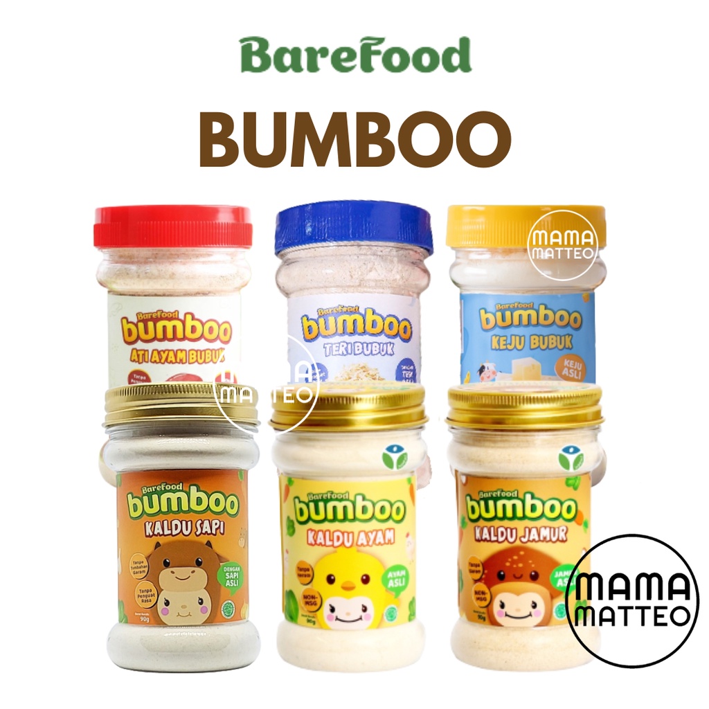 BAREFOOD BUMBOO Kaldu Anak MPASI Asli No MSG Tanpa Gula Garam / Bumboo Kaldu Ayam Jamur Sapi / Bubuk Keju Ati Ayam Ikan Teri / Oil Minyak / BANDUNG