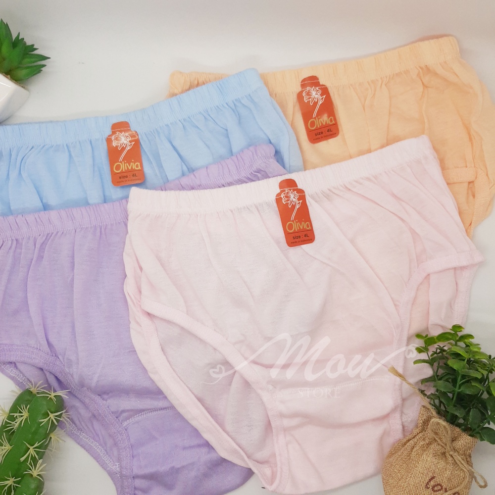 AISIRA 12pcs Celana Dalam Wanita Dewasa CD Olivia Jumbo XXXXL Lusinan Murah Bahan Katun / Daleman