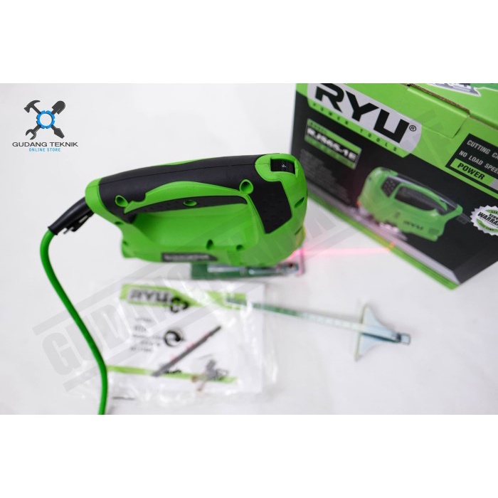 Mesin Gergaji Kayu Belah Triplek Kayu Laser 450W RJS65-1E RYU / Mesin Jig Saw Listrik Jigsaw Potong Kayu Variable Speed 450 Watt RJS65 1E RYU