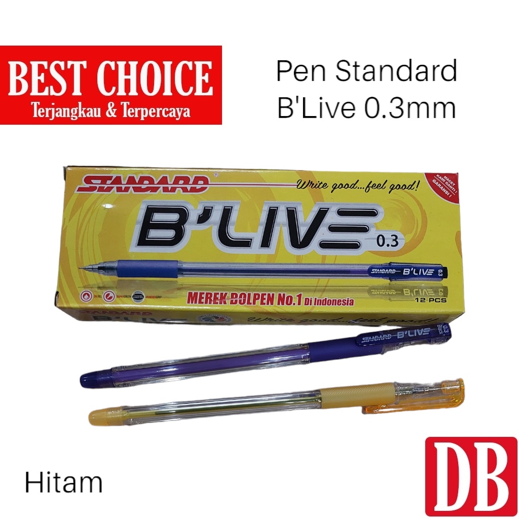 Jual Ballpoint / Pulpen Standard Blive 0.3 Mm Hitam (12 Pcs) | Shopee ...