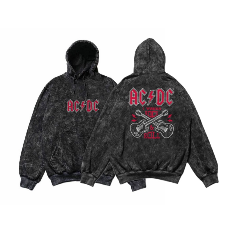 Jaket Sweater Hoodie Sandwash Motif Acdc Flame Premium Washing Hoodie Quality