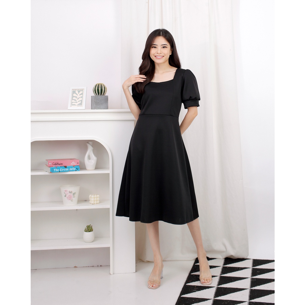 Basic id fashion Dres korean style scuba  / Dres natania scuba  / Dres vintage pesta