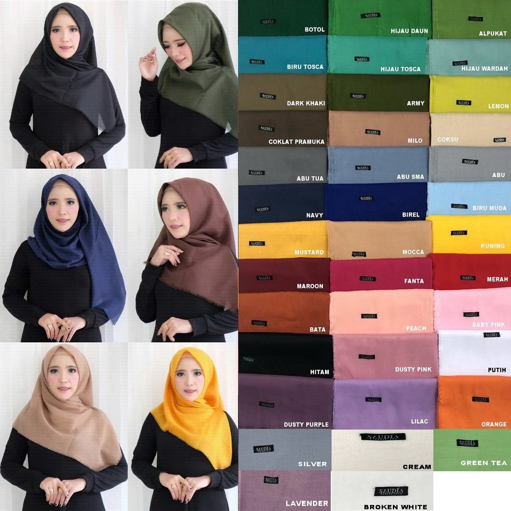 Hijab Saudia Polos Rawis Segi Empat Jl02