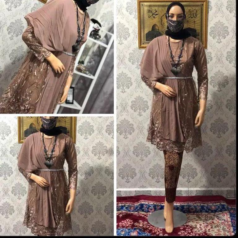 Langsung Kirim ( REALPICT ) KEBAYA BROKAT TULLE SELENDANG ~ KEBAYA BROKAT WISUDA ~ KEBAYA PESTA TULL