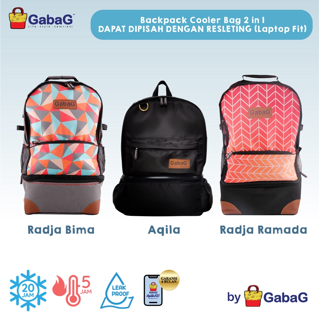 GabaG Tas Asi – Backpack Cooler Bag 2 in 1 BIMA / RAMADA / AQILA (Laptop Fit)