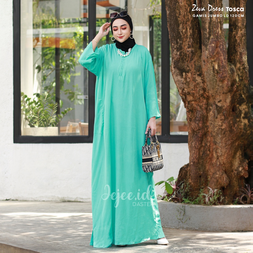 DASTER GAMIS POLOS JUMBO LD 120 ZEVA LONG DRESS RAYON BUSUI