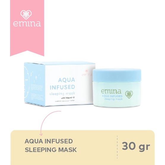 Emina Aqua Infused Sleeping Mask 30 g - Lembab Ekstra di Malam Hari, Cerah Glowing di Pagi Hari