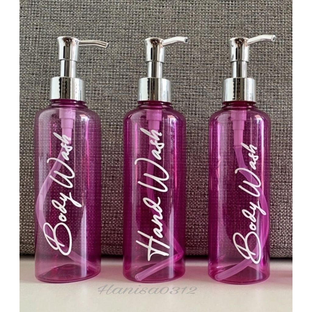 Botol Sabun Cair Pump Aesthetic 250ml Pink Tutup Luxury Silver / Botol Pump 250ml Pink