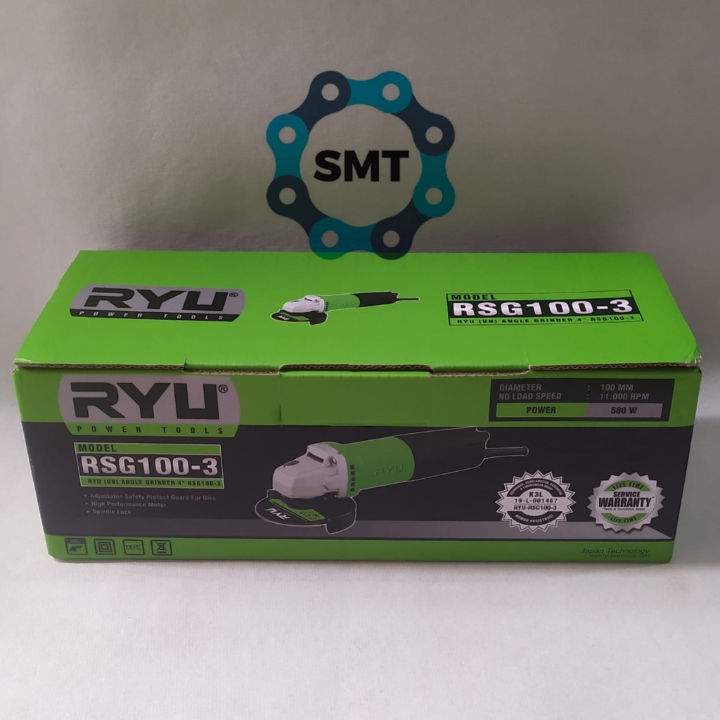 Shp1 Mesin Gurinda Gerinda Tangan Ryu Grinda Disc Grinder 4'' 4in RSG100-3 RSG 100 3