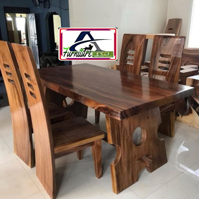 OM1 dining set meja makan kursi makan 4kursi minimalis kayu trembesi salak