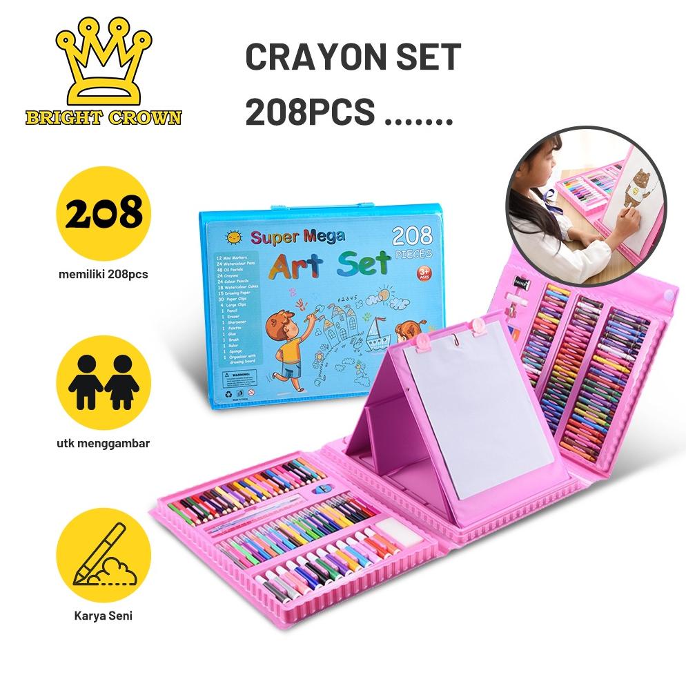 

[PRODUK DVHO848] Bright Crown Pensil Warna Crayon Set Isi 208pcs/ Crayon set Macam Warna Cocok Menggambar Mewarnai 5439