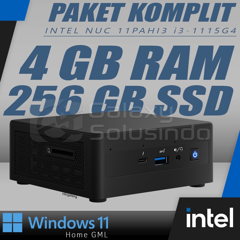 PAKET Intel NUC 11PAHI3 PAHI3 i3-1115G4 4GB RAM 256GB SSD Mini PC Windows 11 Home GML