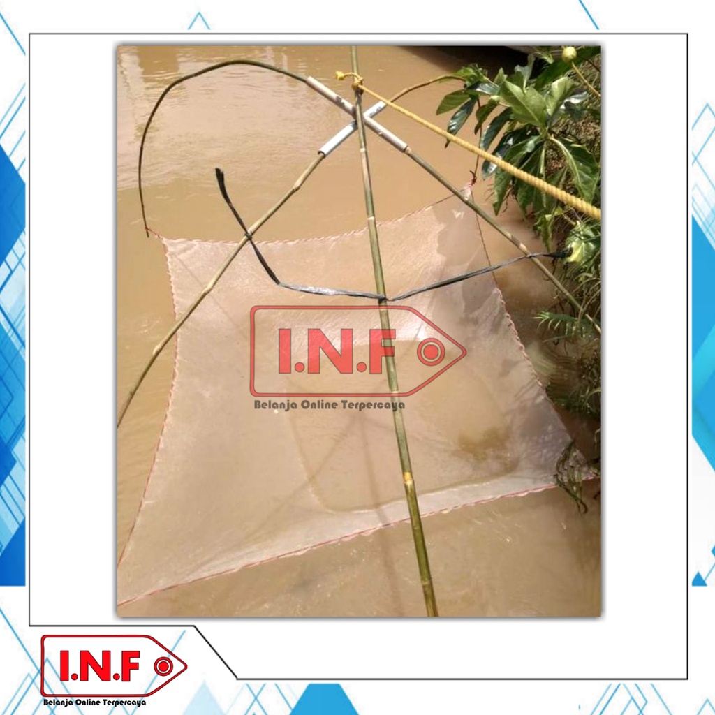 Jaring anco benang nylon + ukuran 150 cm x 150 cm + jaring anco ikan ukuran besar