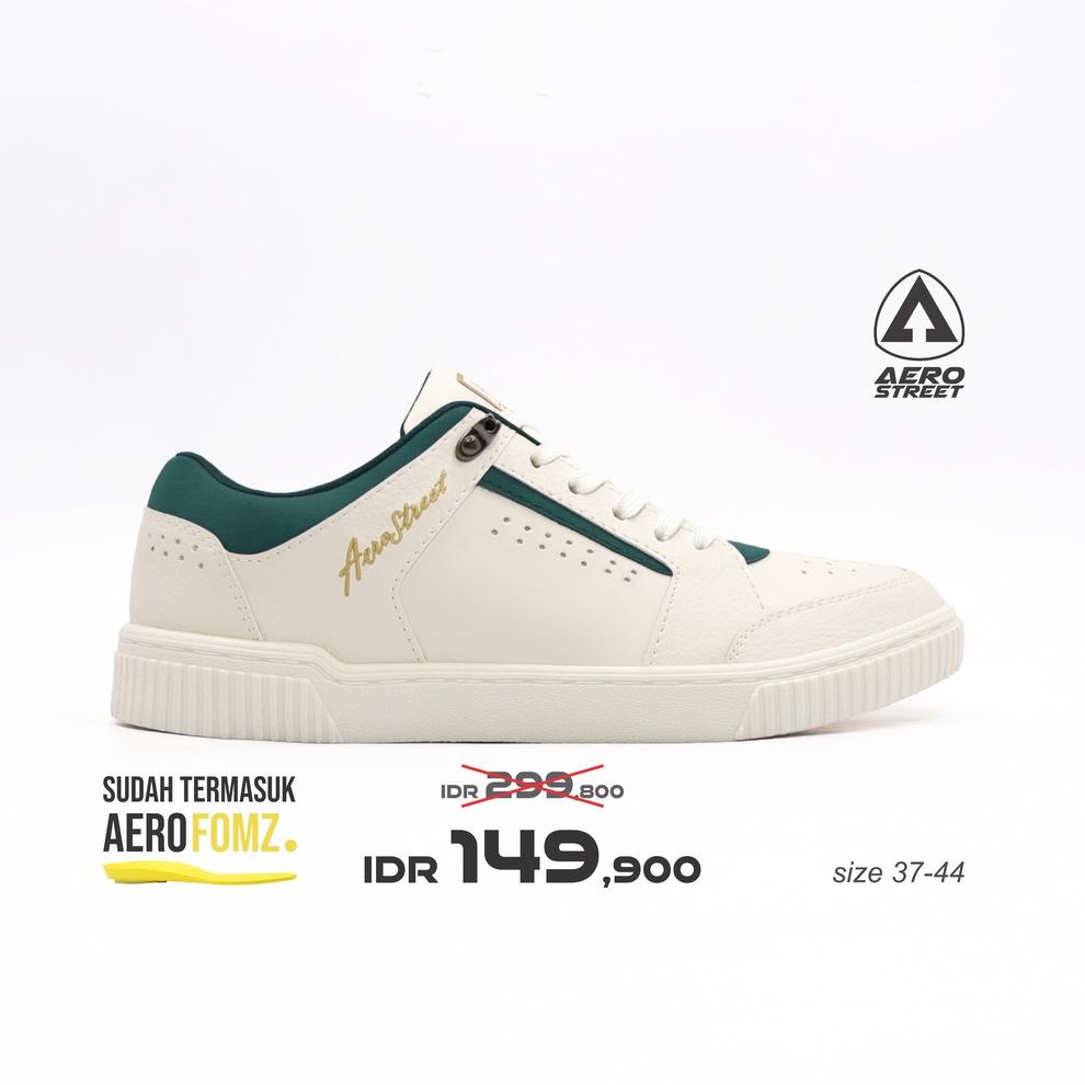 TERBARU Aerostreet 37-44 Classic Putih Hijau Tua - Sepatu Sneakers Casual