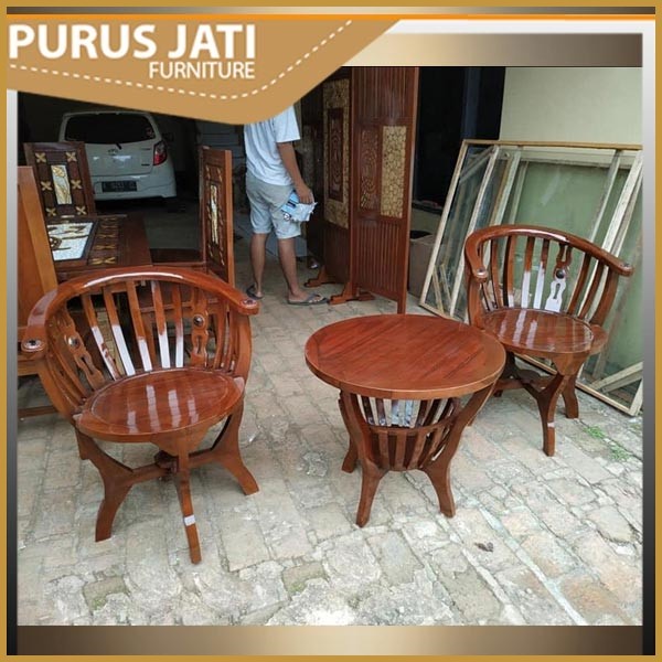 PJ1 KURSI TERAS MINIMALIS KAYU JATI KURSI SANTAI HALAMAN RUMAH - Sudah Warna