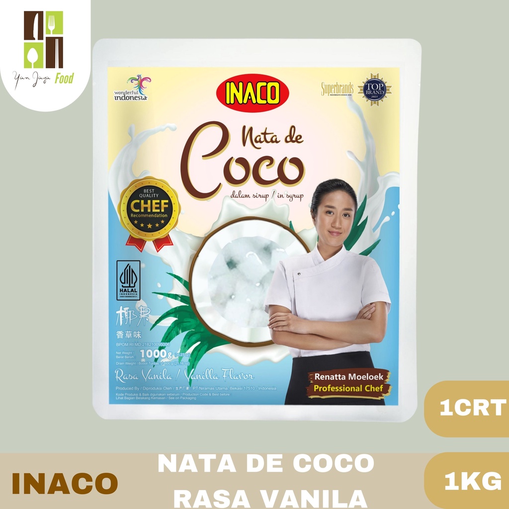 Inaco Nata De Coco Dalam Sirup Rasa Vanila/ Vanilla 1Kg / 1 Carton