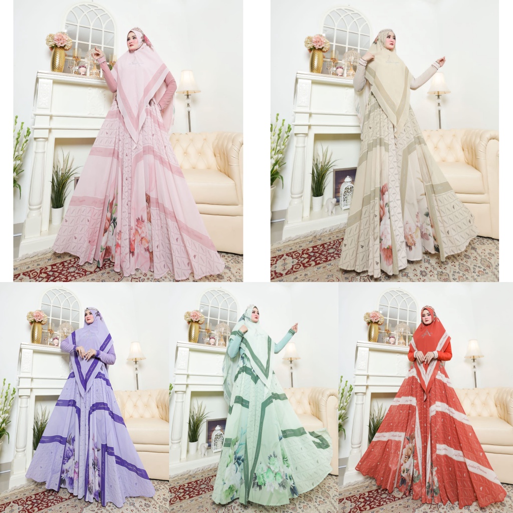 GAMIS SYARI PREMIUM TERBARU KEYZURI SET KHIMAR TERLARIS MOTIF MEWAH BY AZZAHRA SYARI
