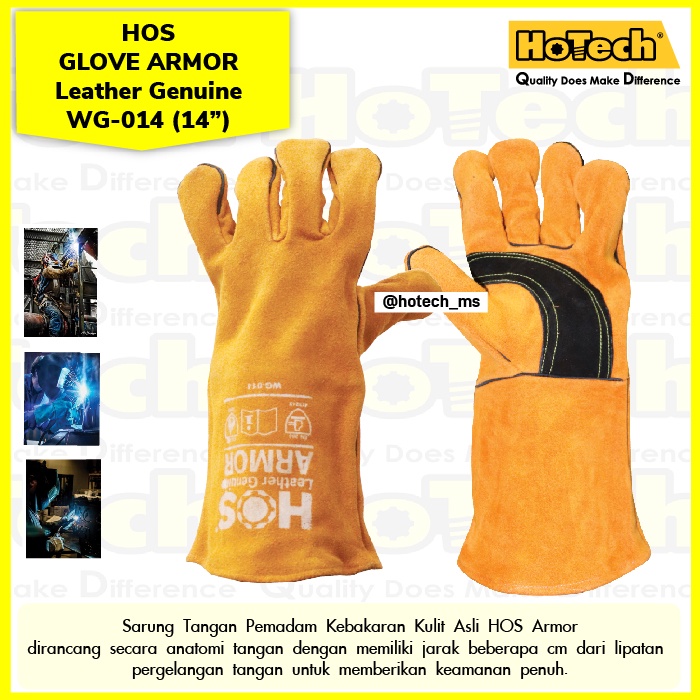 Sarung Tangan Las 14" | HOS | Safety Welding Glove Leather Genuine 14" | Safety Leather Welding Glov