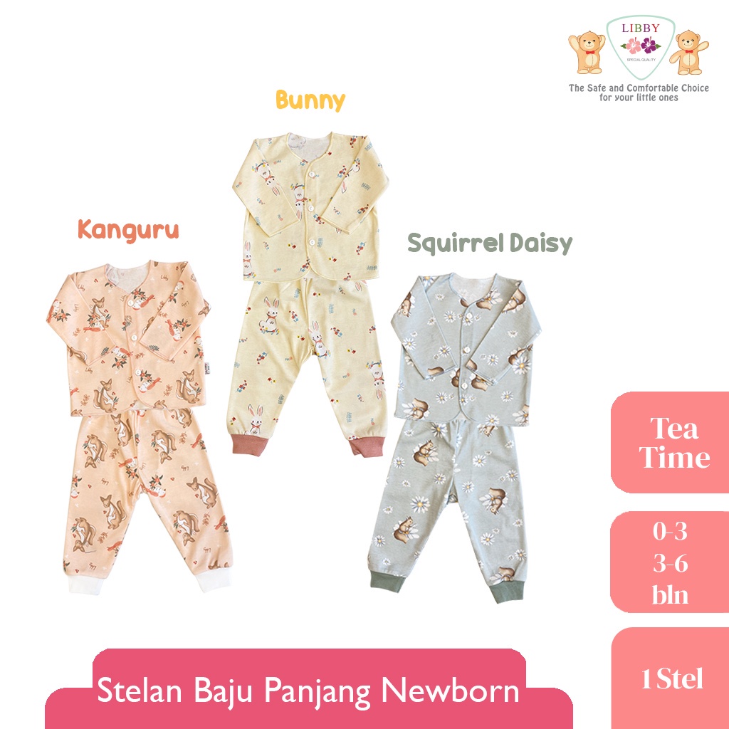 LIBBY Stelan Baju Panjang - Celana Panjang Newborn dan 3-6 Bulan (1 stel)