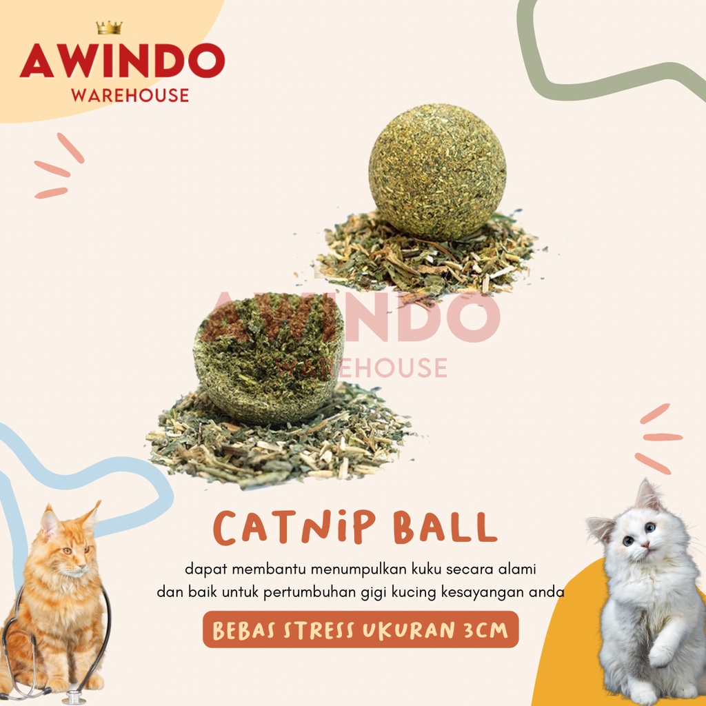 CATNIP PELOR - Catnip Bola Snack Cemilan Anti Stress Kucing Catmint Ball