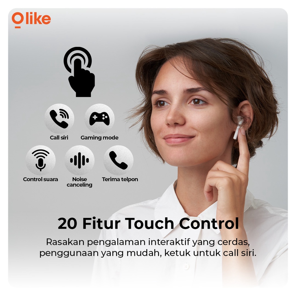 Olike T101 TWS Earphone Bluetooth Wireless Earbuds 5.3 20 Hours Play Time Touch Control AAC SBC