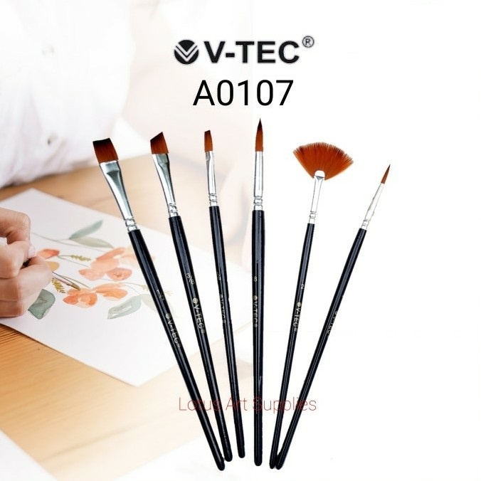 

V-Tec Brushes A0107/6 / Kuas V-Tec beragam Model isi 6 Pcs