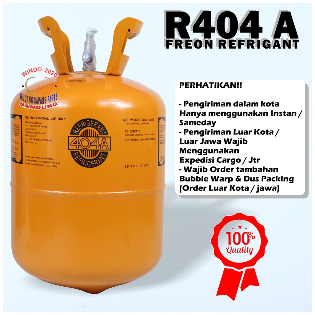 REFRIGANT  R 404 A TABUNG DAN ISI 10.9 KG | PREON ORIGINAL SEGEL | FREON AC R404A