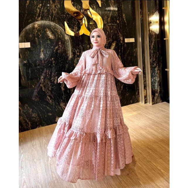 Dress brocade import by.shella saukia