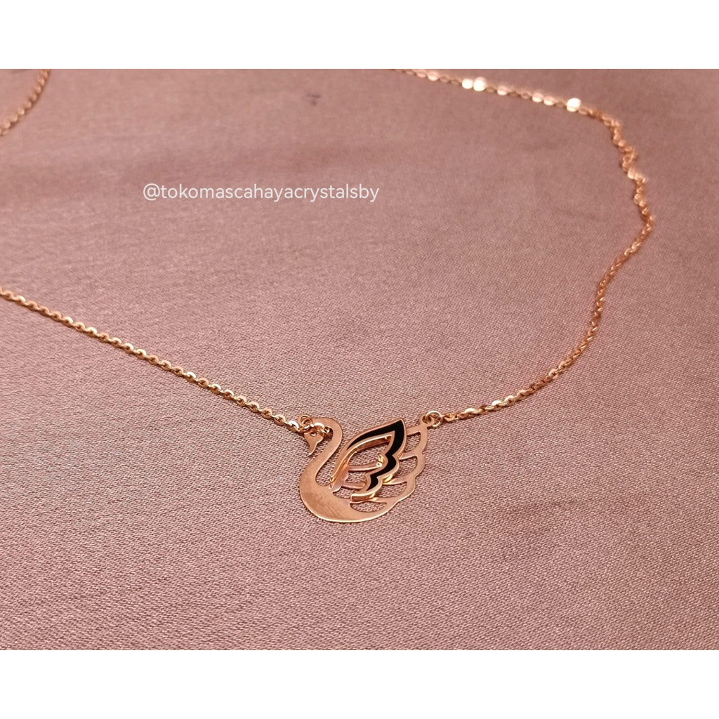 Kalung Swan / angsa Rose gold emas kadar 17k 75% 750