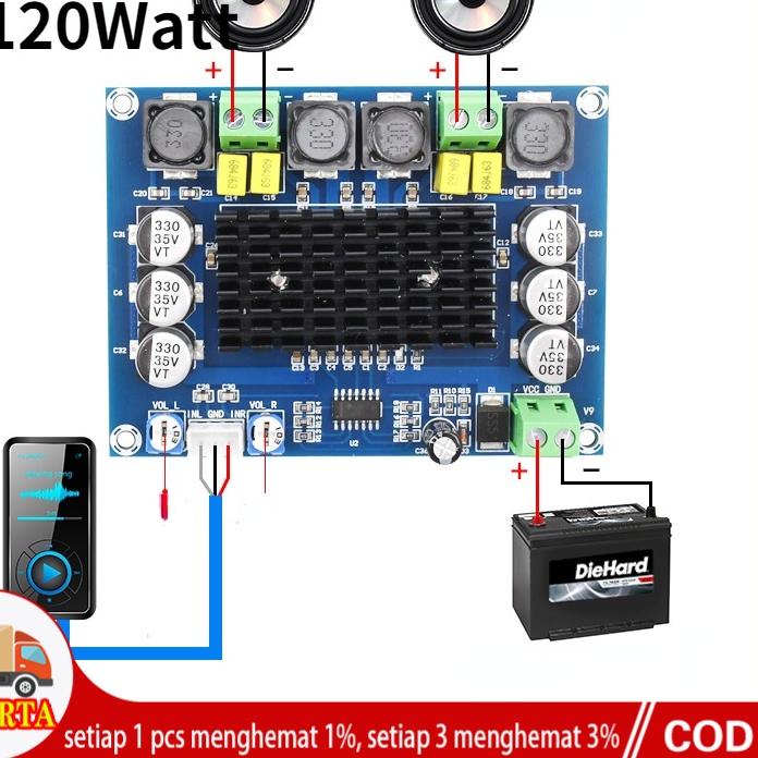 ◊ XH-M543   Hi Power Amplifier w Stereo Subwoofer  TPA3116D2 ✫