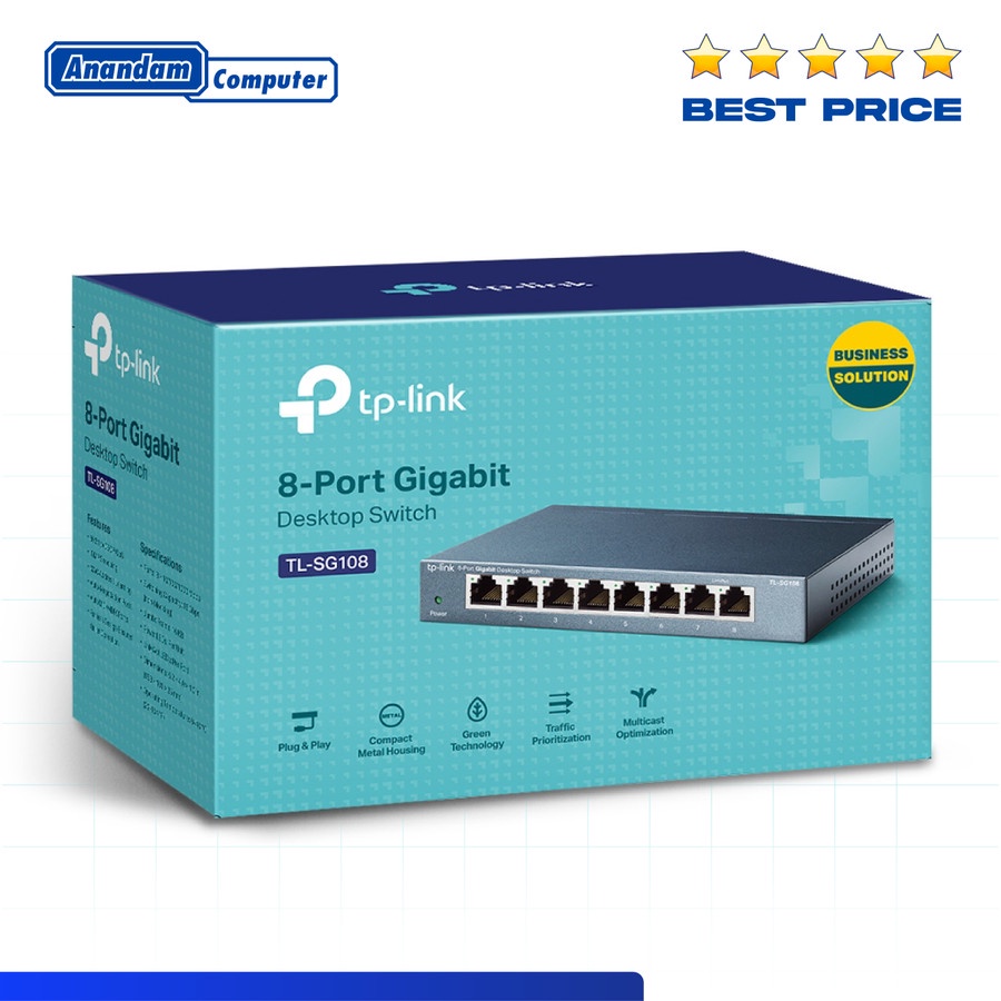 TP-LINK TL-SG108 8-Port Gigabit 10/100/1000Mbps Desktop Switch