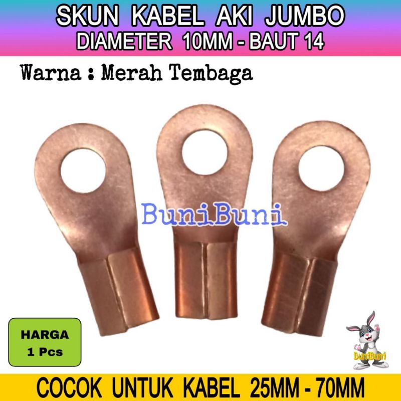 TERMINAL Skun Klem Kabel Aki JUMBO Ring BULAT M10 BAUT 14 - MERAH 100A