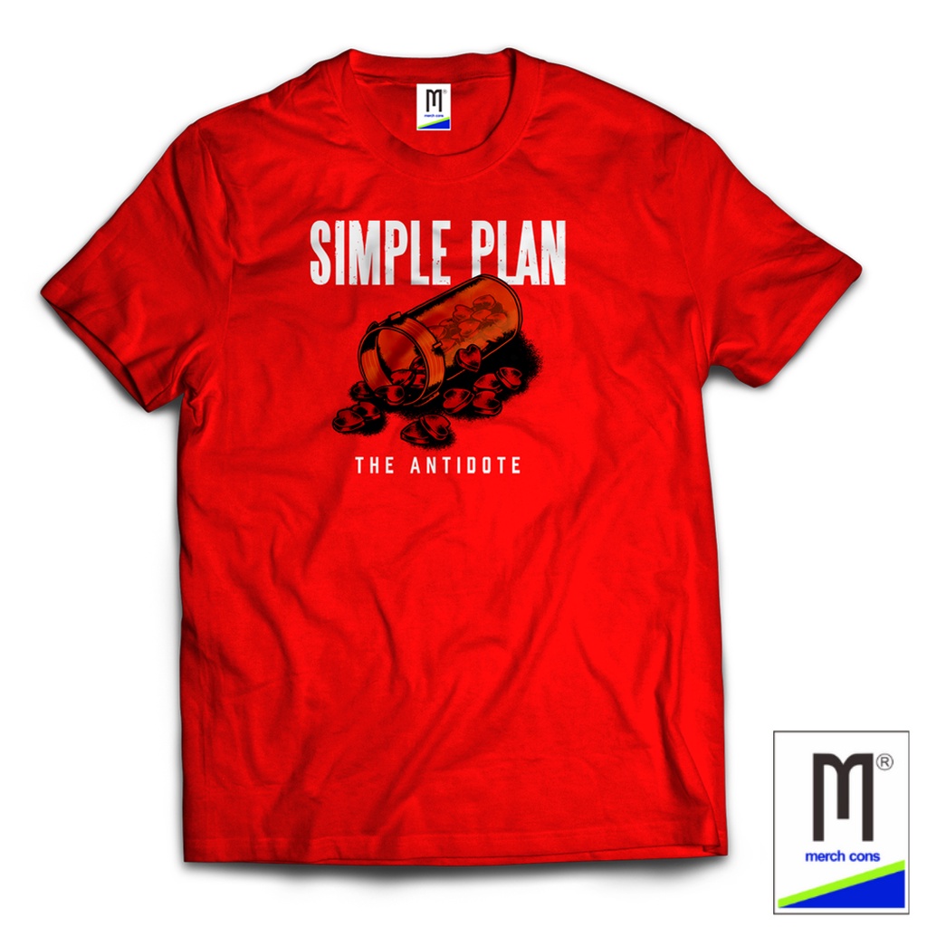 KAOS BAND SIMPLE PLAN MERAH TAG MERCHCONS SIZE LUAR / KAOS MUSIK DISTRO