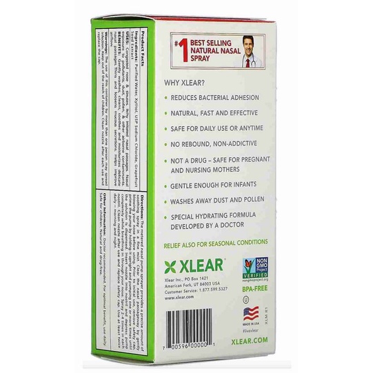 Xlear Xylitol Saline Nasal Spray Daily Relief 45 ml Spray Anti Sumbat sinus nasal ORI USA