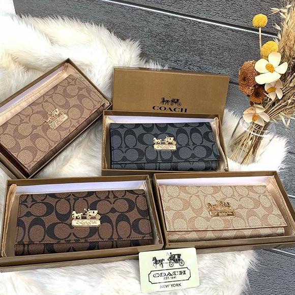 COD DOMPET PANJANG WANITA COACH MAGNET LIPAT IMPORT FREE BOX murah