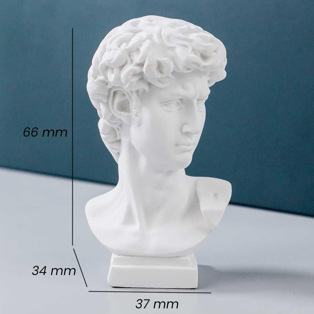 Properti Dekorasi Foto Produk Mini Romawi David Sculpture Head - MC-2 - White