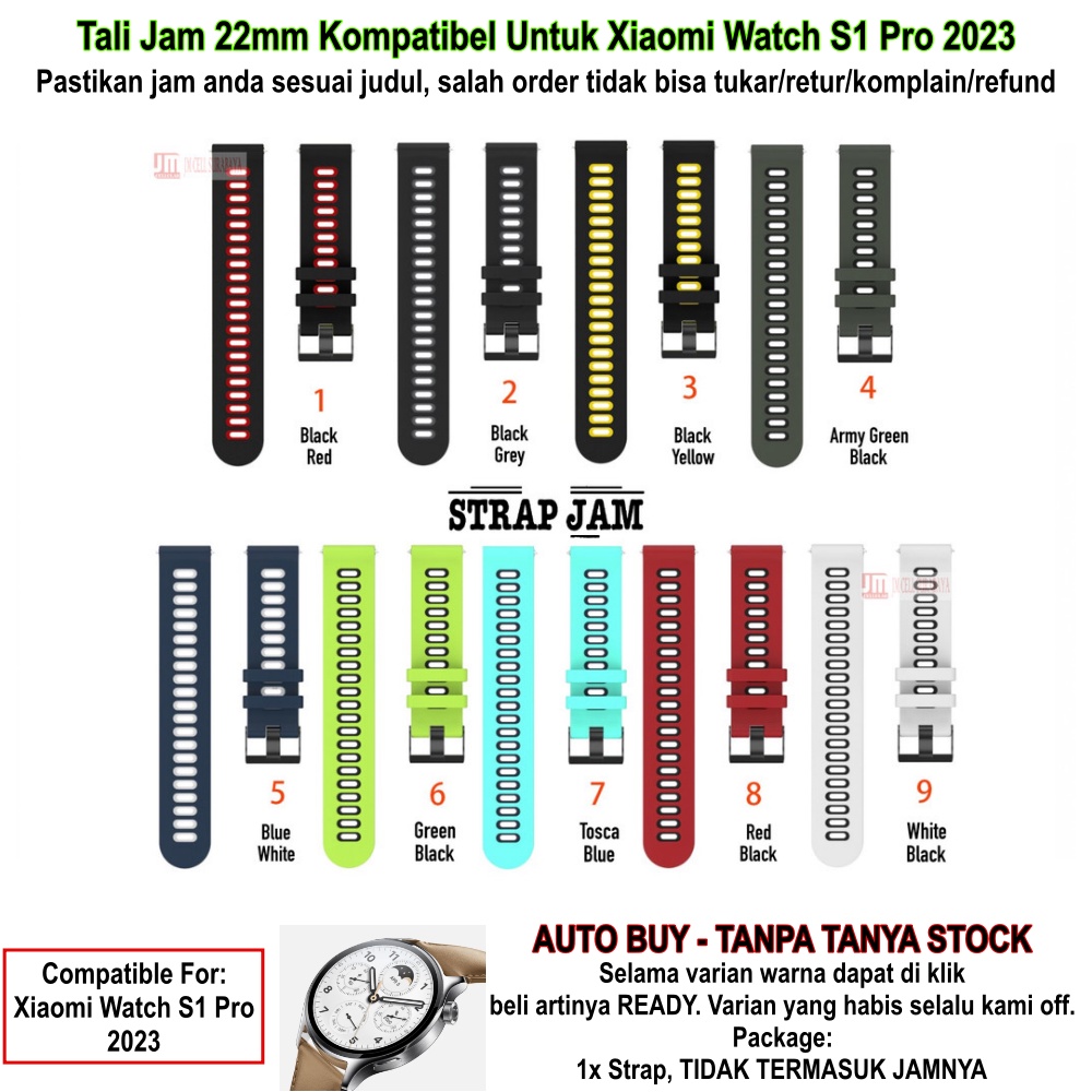 Dual Tone Strap Xiaomi Watch S1 Pro 2023 - Tali Jam Tangan 22mm Rubber Silikon Dua Warna Sporty