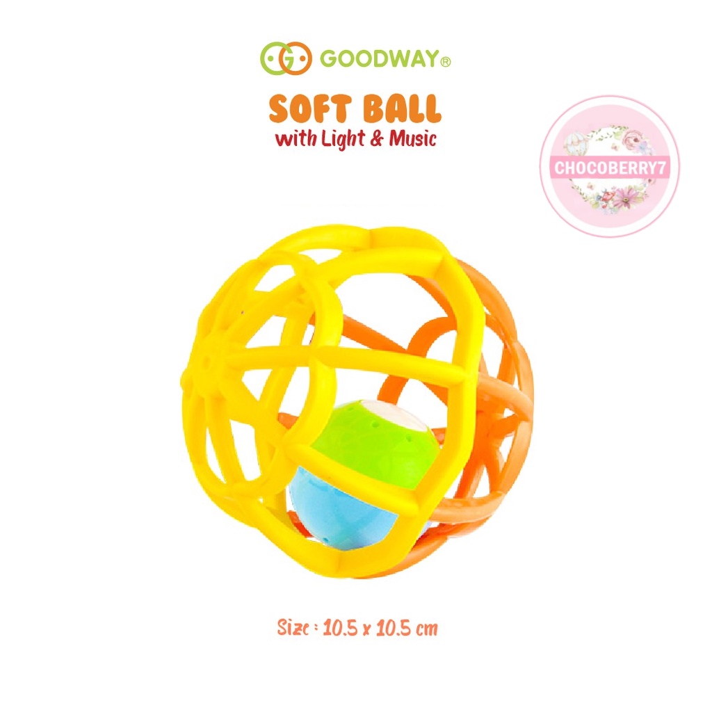 Goodway Soft Ball With Light &amp; Music GWG106 / Teether Rattle Bayi / Mainan Gigitan Bayi Bola / Mainan Bayi