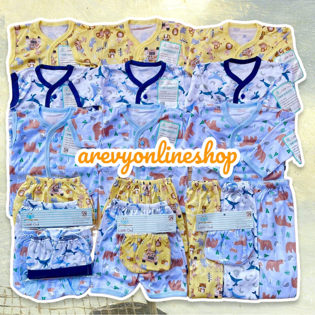 Paket Baju Bayi Newborn Winteku &amp; Little Owl Isi 18-31 Pcs Piyama Baby Gift Set Paket Lahiran Setelan Baju Bayi Celana Bayi Baru Lahir Baju Panjang Celana Panjang Baju Pendek Celana Pendek Baju Kutung Celana pop STK Sarung Tangan Dan Kaos Kaki Topi Bayi