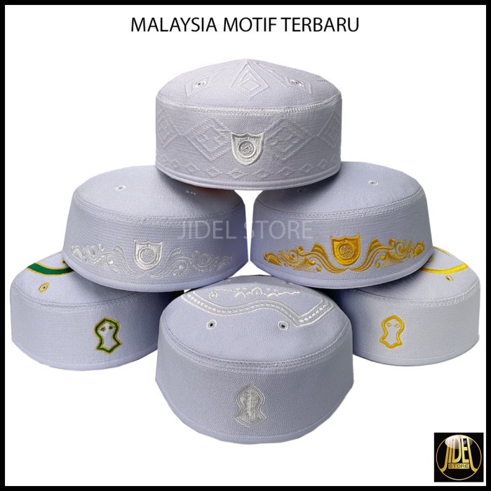 Peci Kh Malaysia Terompah Kembang Wajik Kopeah Haji Putih Hitam Hijau