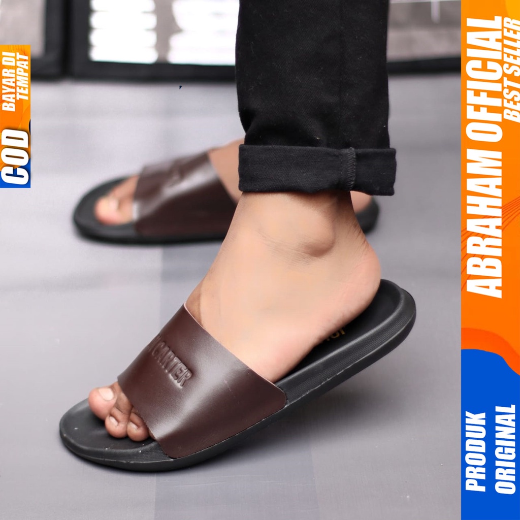 Sandal Slide Pria Casual Sendal Selop Pria Ringan Abraham Kage