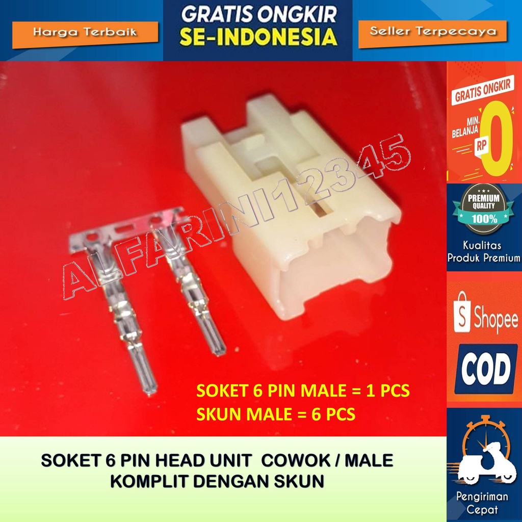 Soket konektor audio mobil Toyota Daihatsu 6 pin Male - Soket set 6 pin OEM Soket Head Unit Tape Mob
