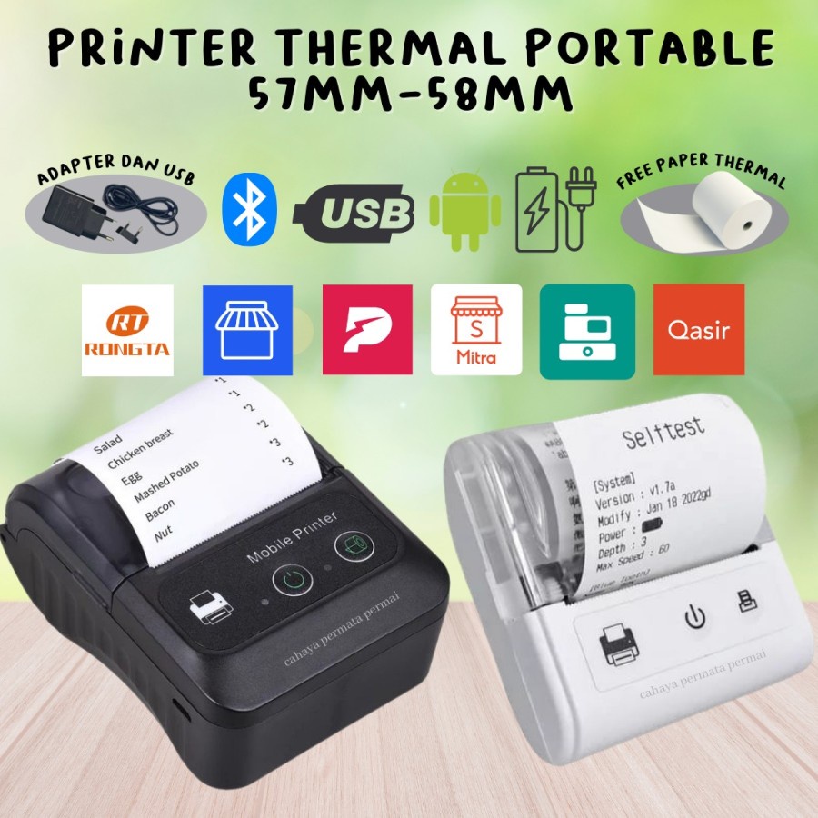 PRINTER TERMAL PRINTER BLUETOOTH PORTABLE MINI
