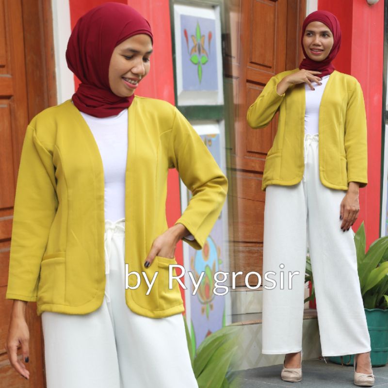 SETELAN BLAZER SCUBA + KULOT KNIT