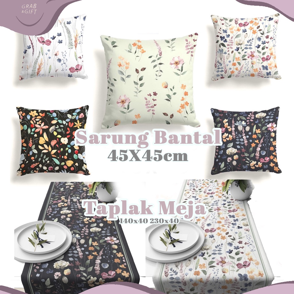 SARUNG Bantal Sofa Print Motif Bunga Floral Flower Blissful 45x45 cm